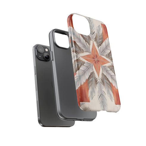 Silver Feather Compass - Impact Resistant Phone Case